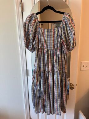 Old Navy Multicolor Plaid Sundress with Blue and Yellow Accents